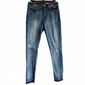 Aeropostale High Waisted Jegging Distressed Jeans Sz 8 Raw Hem